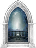 Castle Scape Balcony Mountain View 3D Window Wall Decal Medieval Fantasy Landscape Removable Fabric Vinyl Wall Sticker Boys Room Decor