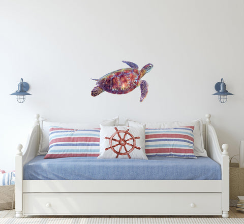Hawksbill Sea Turtle Wall Decal Under The Sea Ocean Turtle Wall Sticker Removable Fabric Vinyl Childrens Room Nursery Decor