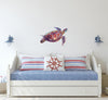 Hawksbill Sea Turtle Wall Decal Under The Sea Ocean Turtle Wall Sticker Removable Fabric Vinyl Childrens Room Nursery Decor