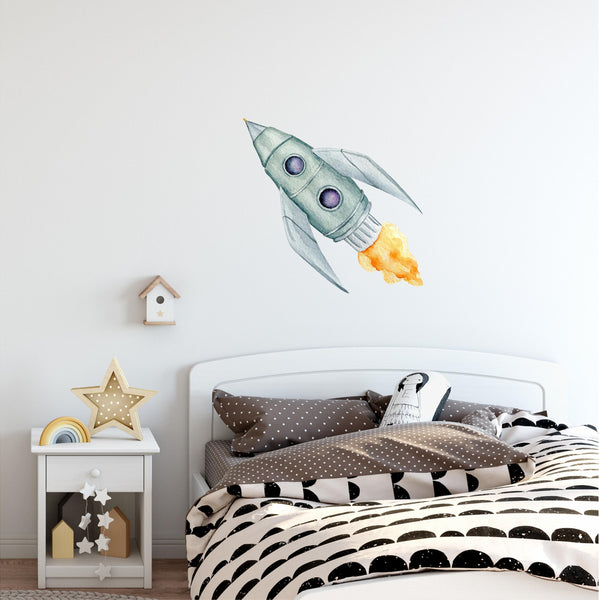Watercolor Spaceship Wall Decal