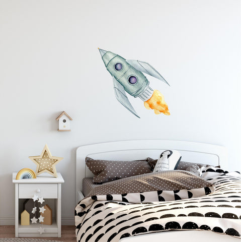 Watercolor Spaceship Wall Decal