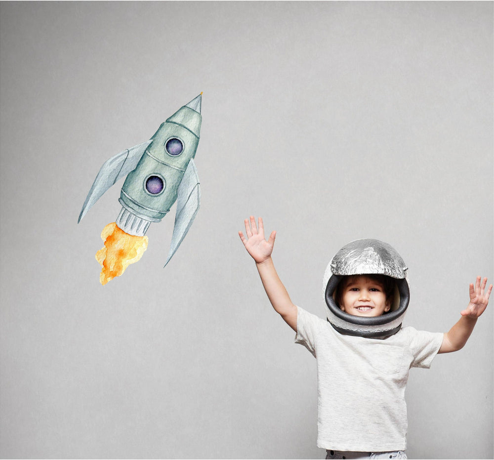 Watercolor Spaceship Wall Decal