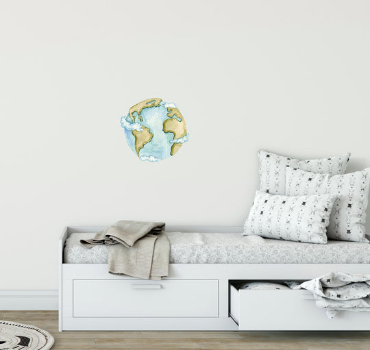 Watercolor Earth & Clouds Wall Decal