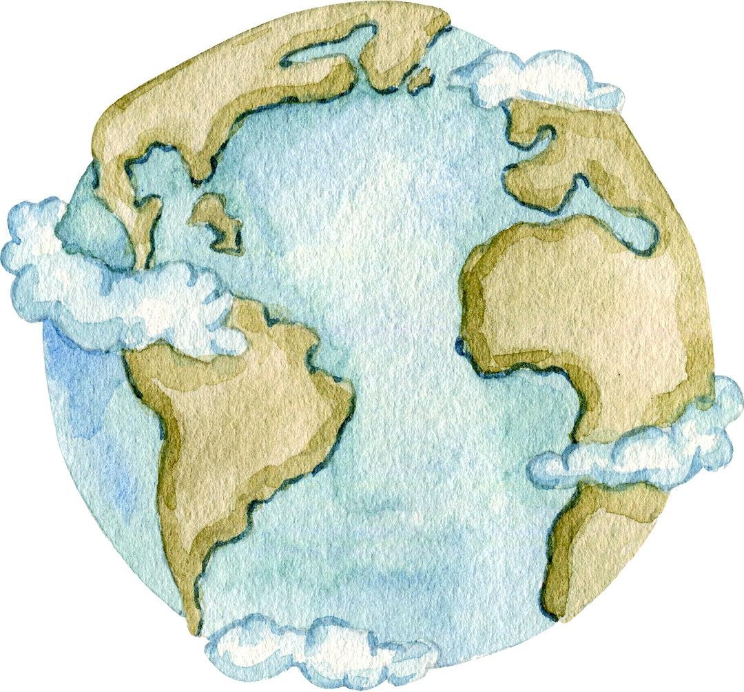 Watercolor Earth & Clouds Wall Decal