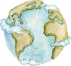 Watercolor Earth & Clouds Wall Decal