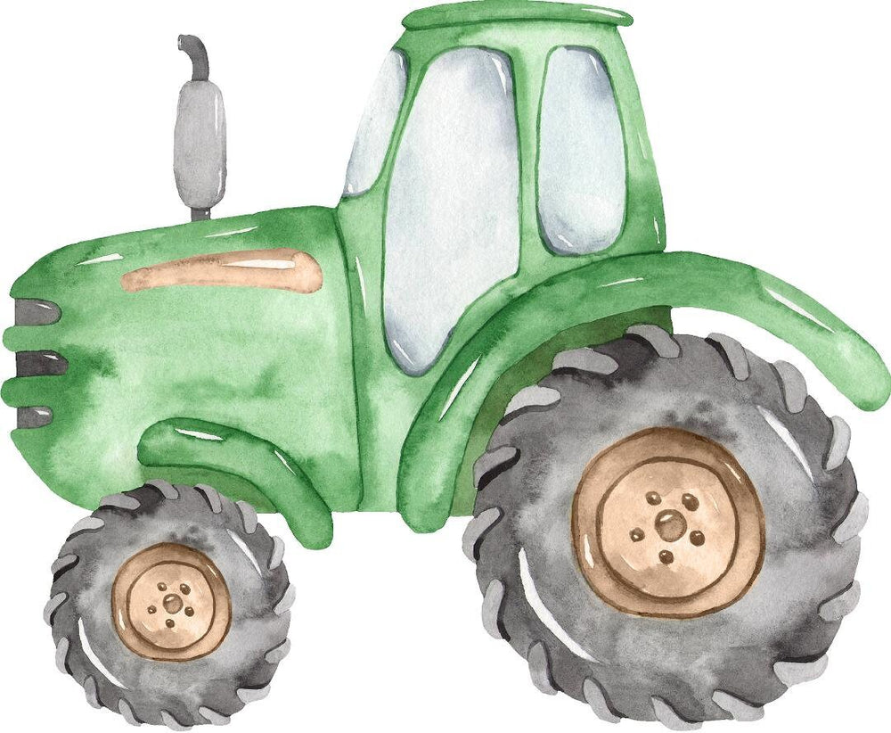 Watercolor Green Farm Tractor Wall Decal