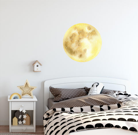Watercolor Yellow Moon Wall Decal