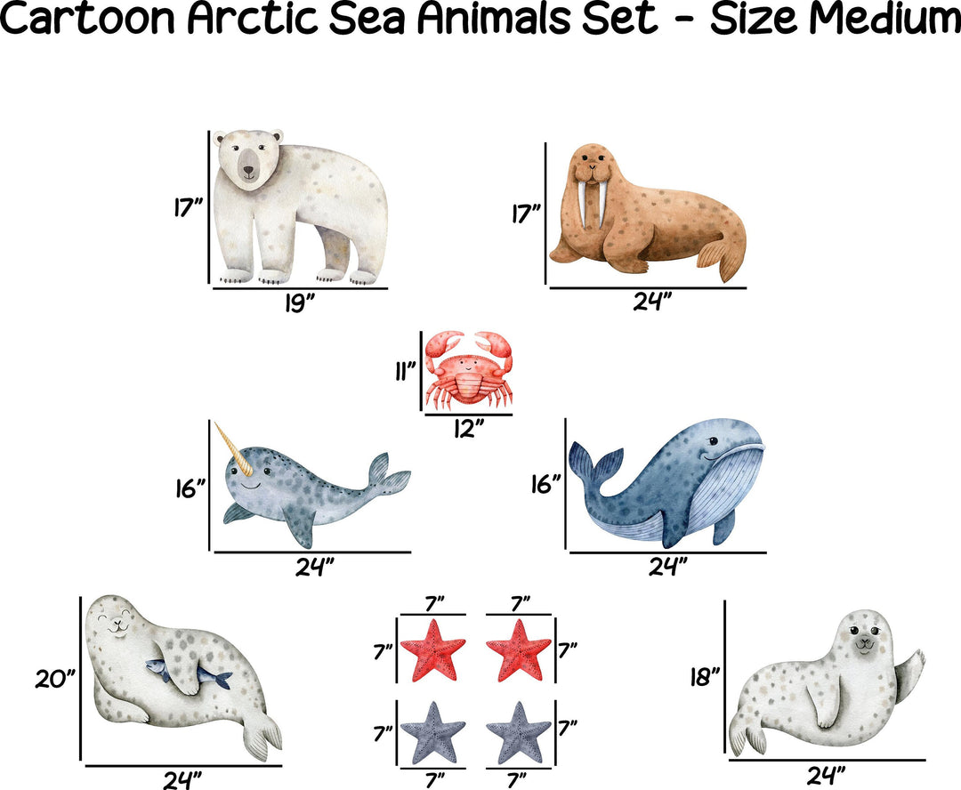 Watercolor Arctic Sea Animals Wall Decal Set of 11