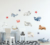 Watercolor Arctic Sea Animals Wall Decal Set of 11