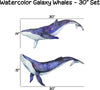 Watercolor Galaxy Whales Wall Decal Set of 2