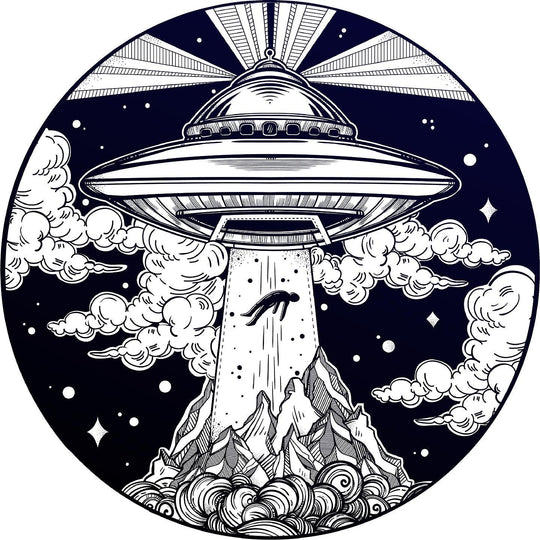 Drumhead Decal Cover Alien Abduction UFO Removable Fabric Vinyl Bass Drum Sticker Graphic by StickitGraphix