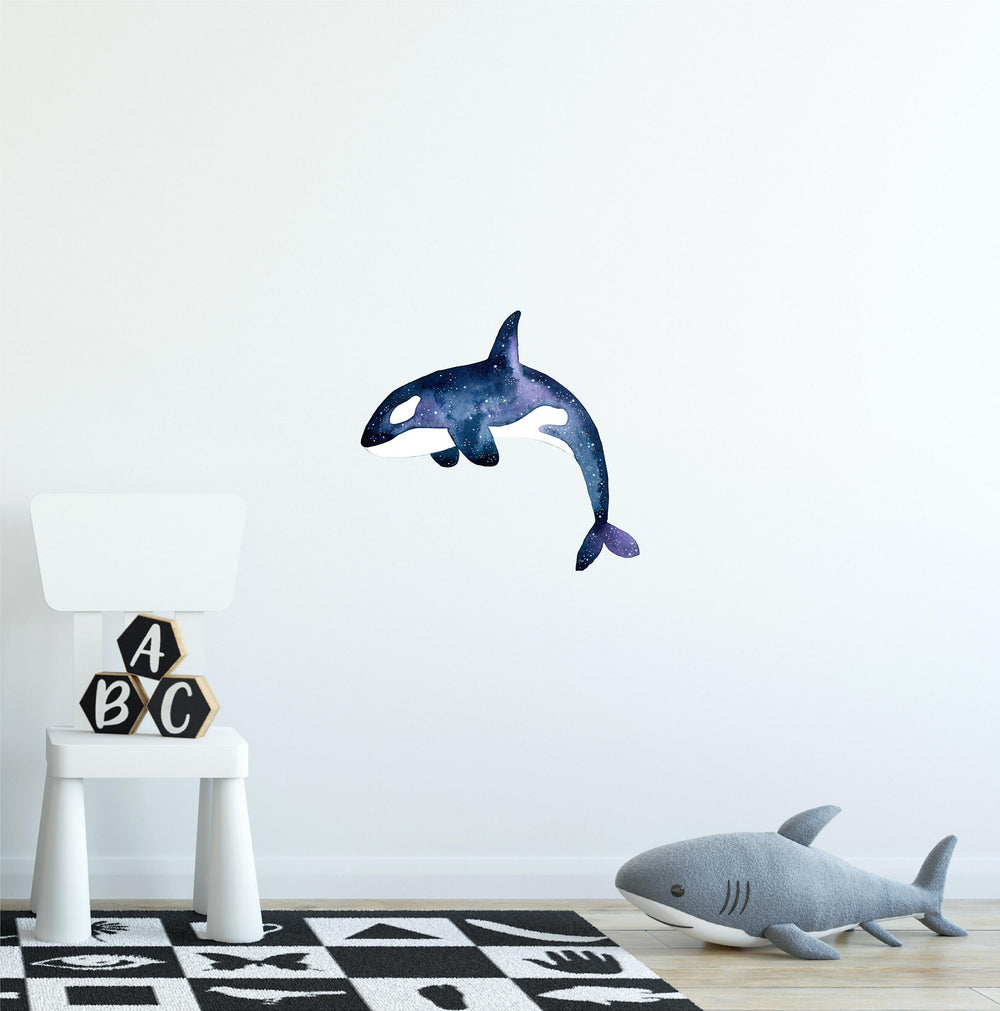 Watercolor Galaxy Killer Whale Wall Decal