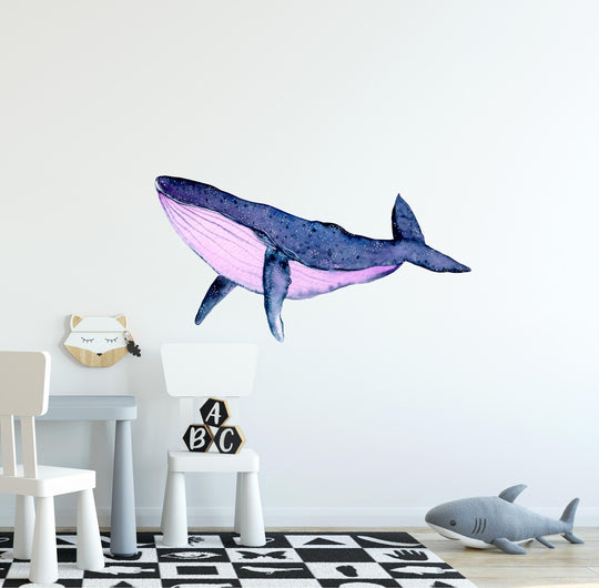 Watercolor Galaxy Humpback Whale Wall Decal
