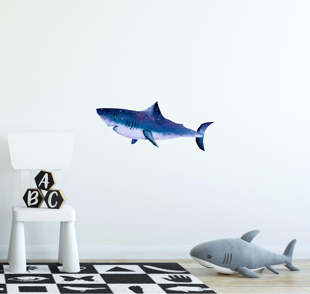 Watercolor Galaxy Shark Wall Decal