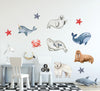 Watercolor Arctic Sea Animals Wall Decal Set of 11
