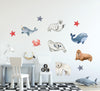 Watercolor Arctic Sea Animals Wall Decal Set of 11