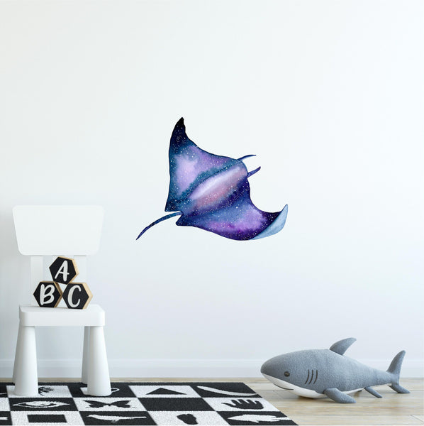 Watercolor Galaxy Manta Ray Wall Decal