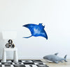 Watercolor Galaxy Blue Manta Ray Wall Decal