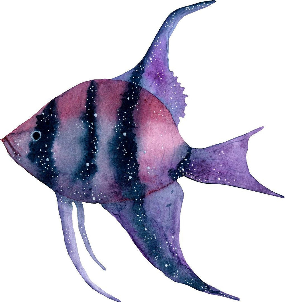 Watercolor Galaxy Tropical Fish Wall Decal