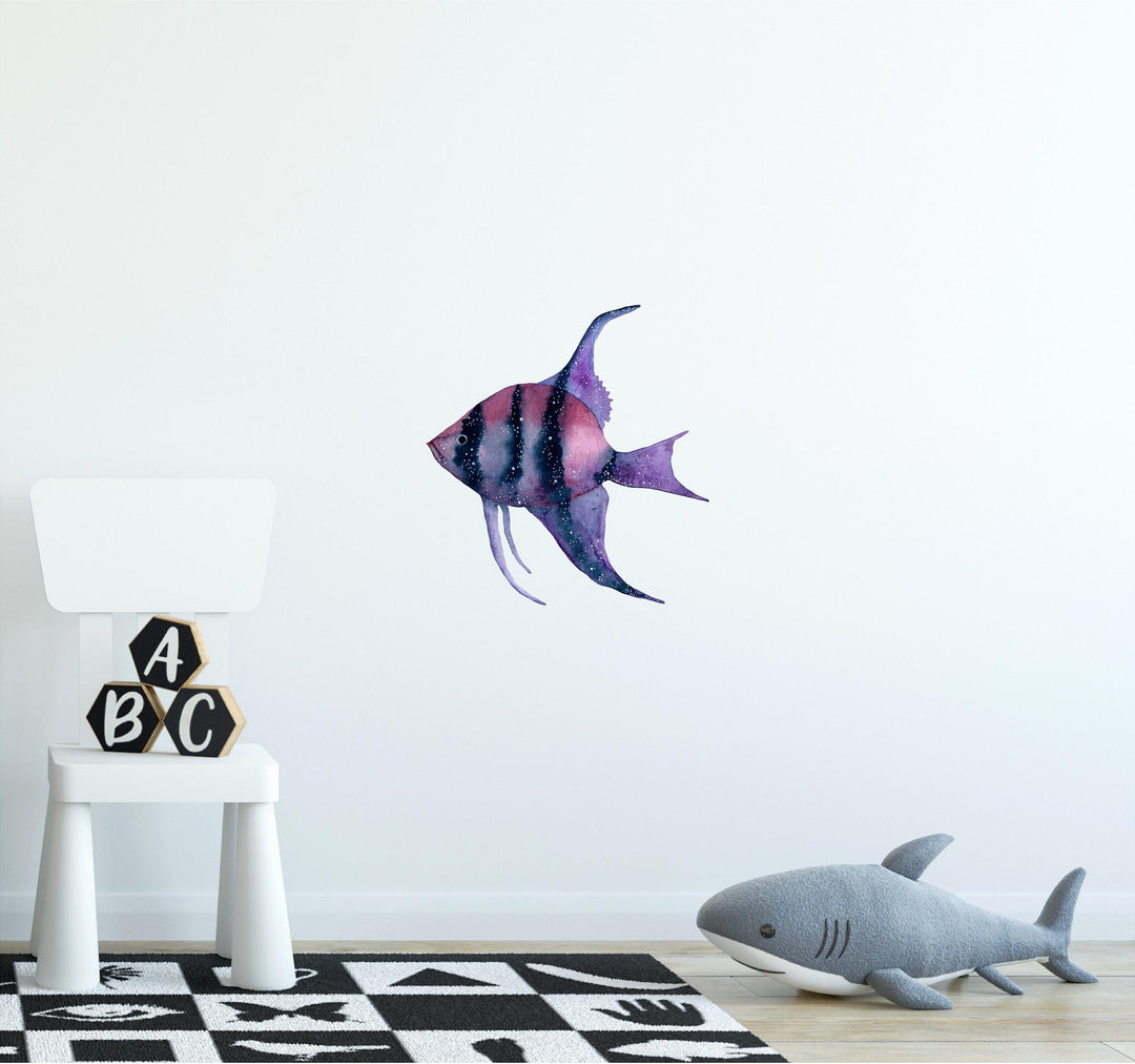 Watercolor Galaxy Tropical Fish Wall Decal