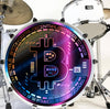 Decal Drumhead Decal Cover NeoPop Bitcoin Emblem Technicolor Crypto Peel & Stick Fabric Vinyl Bass Drum Sticker Graphic - 22" x 22"
