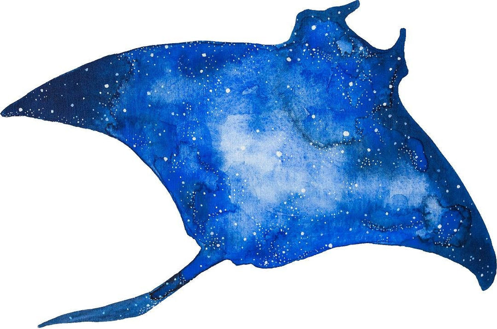 Watercolor Galaxy Blue Manta Ray Wall Decal