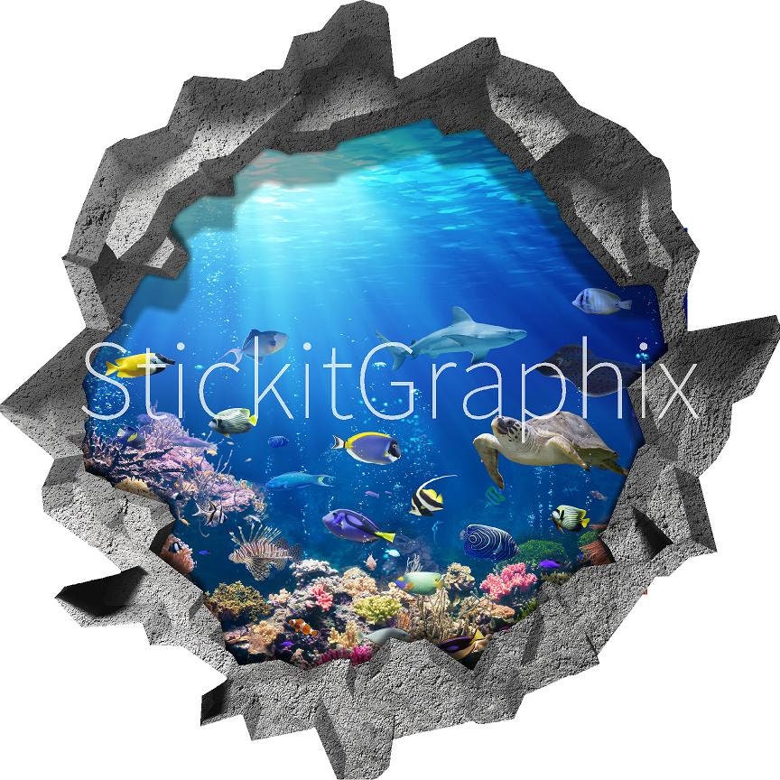 Coral Reef Life | 3D Hole In the Wall Decal