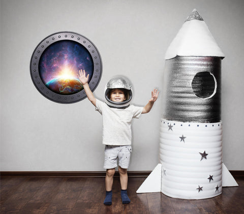 PortScape Sunrise Over Planet Earth | Space Porthole Window Wall Decal