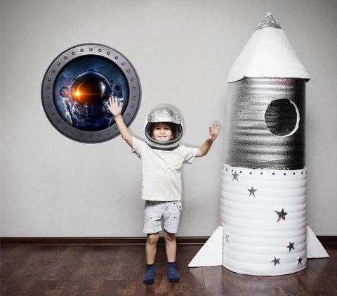 PortScape Astronaut Selfie 3 | Space Porthole Window Wall Decal