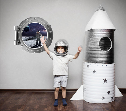 PortScape Lunar Astronaut 3 | Space Porthole Window Wall Decal
