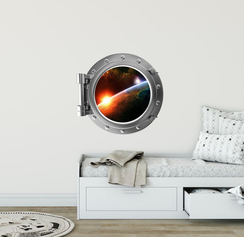 PortScape Planet Sunrise | Space Porthole Window Wall Decal