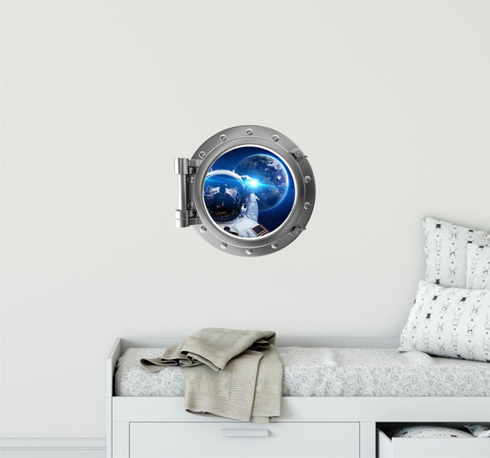 PortScape Astronaut Selfie 2 | Space Porthole Window Wall Decal