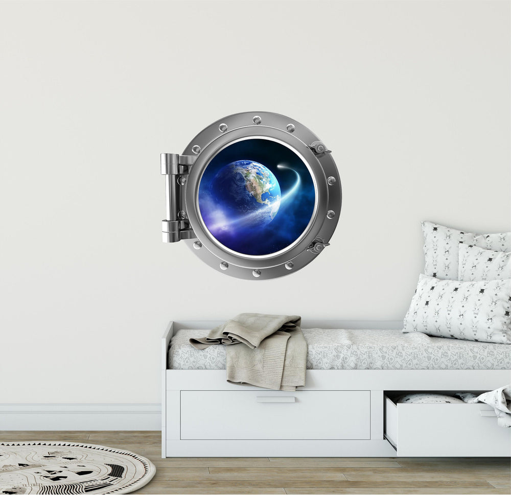 PortScape NEO Comet Orbiting Earth 1 | Space Porthole Window Wall Decal