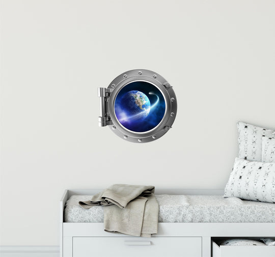 PortScape NEO Comet Orbiting Earth 1 | Space Porthole Window Wall Decal