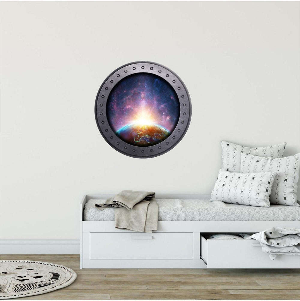 PortScape Sunrise Over Planet Earth | Space Porthole Window Wall Decal