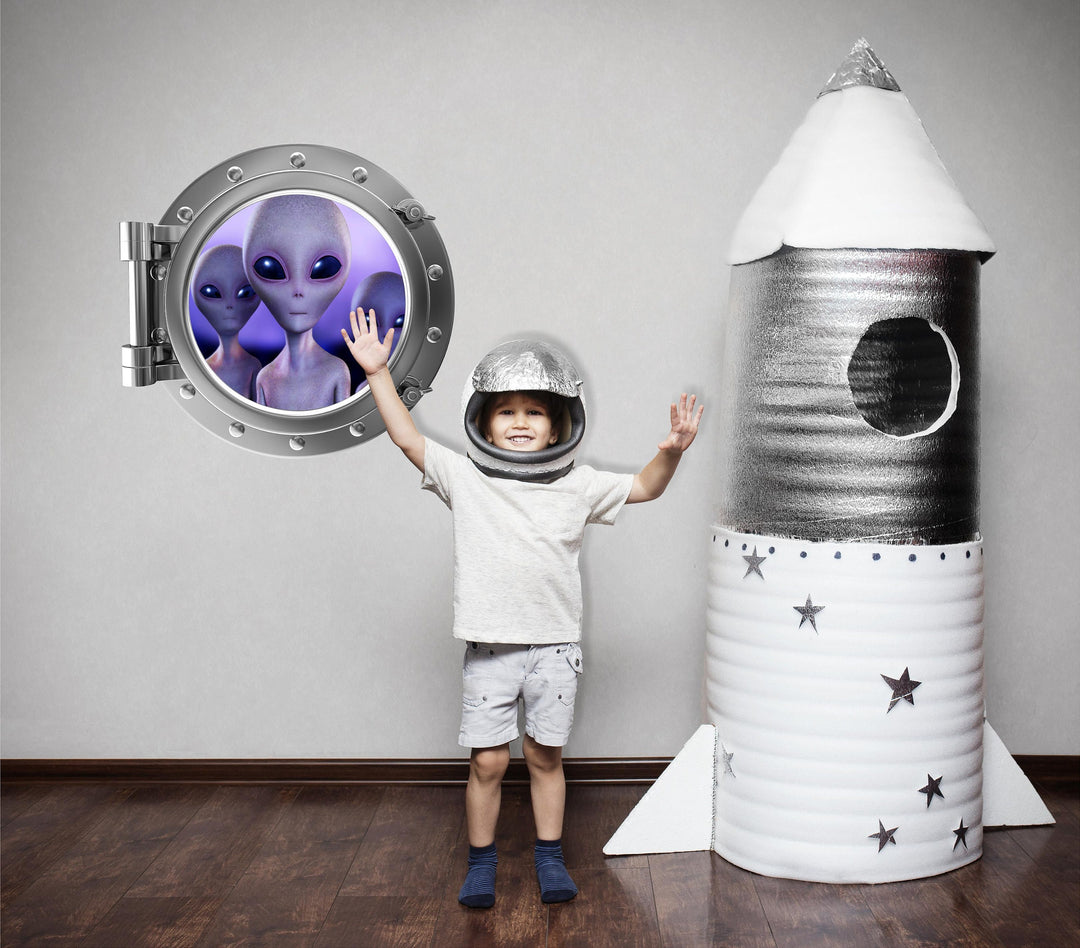 PortScape Aliens 3 Space | Space Porthole Window Wall Decal