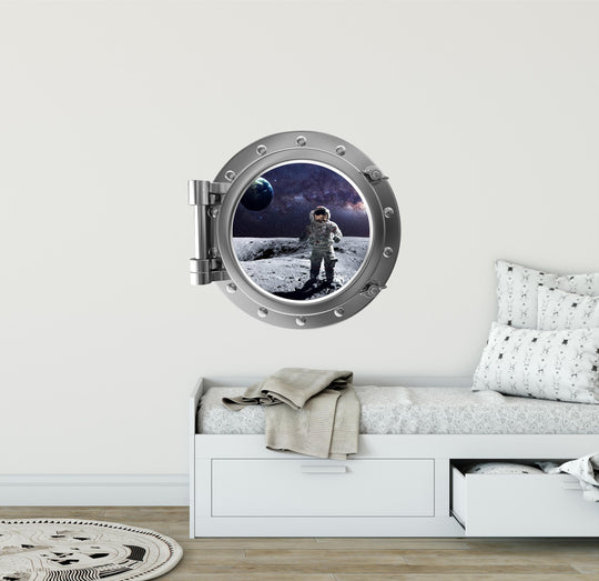 PortScape Lunar Astronaut 3 | Space Porthole Window Wall Decal