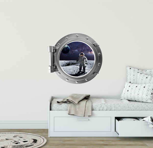 PortScape Lunar Astronaut 3 | Space Porthole Window Wall Decal