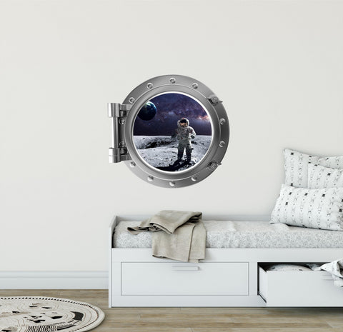 PortScape Lunar Astronaut 3 | Space Porthole Window Wall Decal