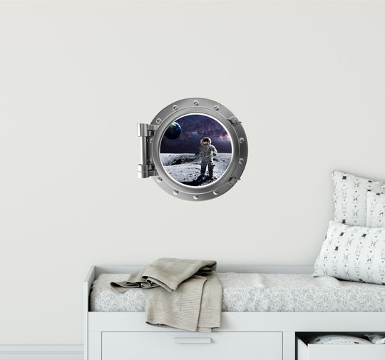 PortScape Lunar Astronaut 3 | Space Porthole Window Wall Decal