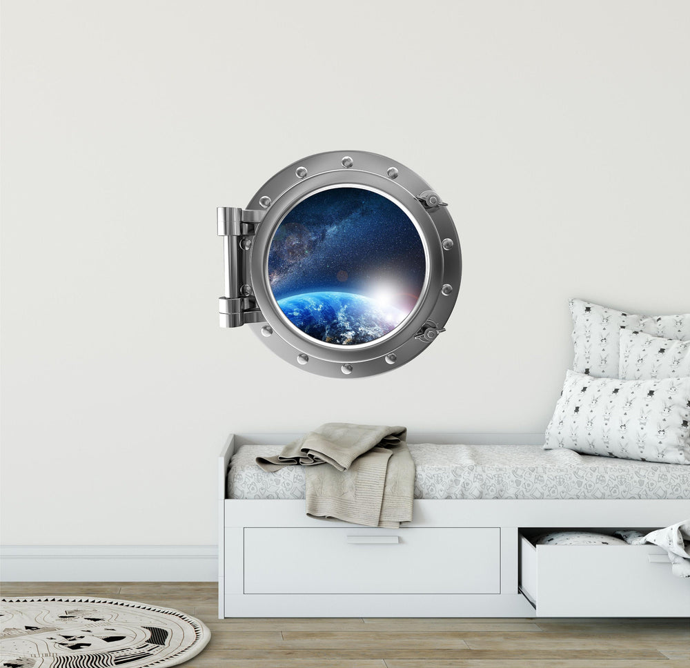 PortScape Planet Sunrise 2 | Space Porthole Window Wall Decal
