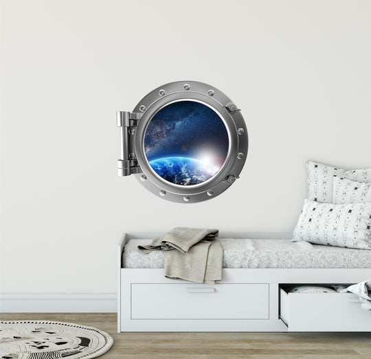 PortScape Planet Sunrise 2 | Space Porthole Window Wall Decal