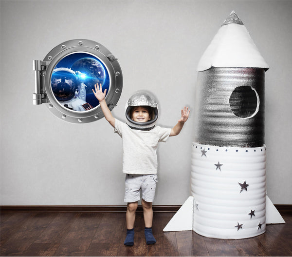 PortScape Astronaut Selfie 2 | Space Porthole Window Wall Decal