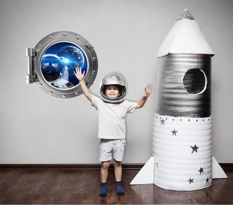 PortScape Astronaut Selfie 2 | Space Porthole Window Wall Decal