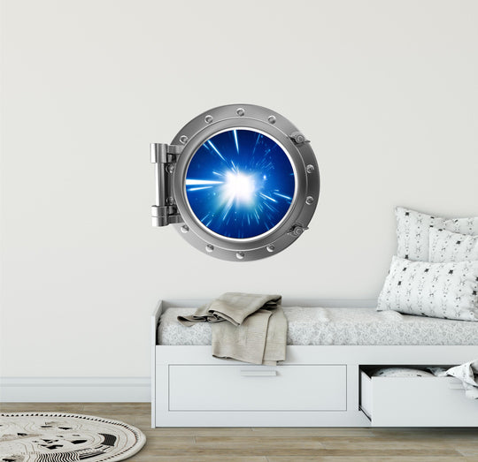 PortScape Space Warp Speed | Space Porthole Window Wall Decal