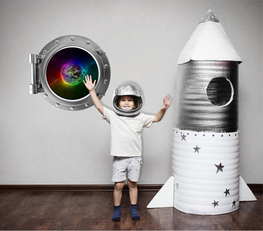 PortScape Earth In Technicolor | Space Porthole Window Wall Decal