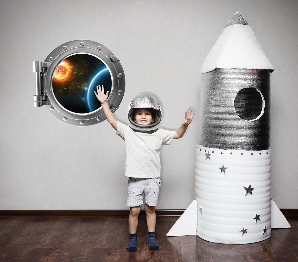 PortScape Planet & Distant Sun | Space Porthole Window Wall Decal