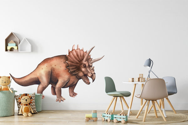 Watercolor Dinosaur Triceratops Wall Decal