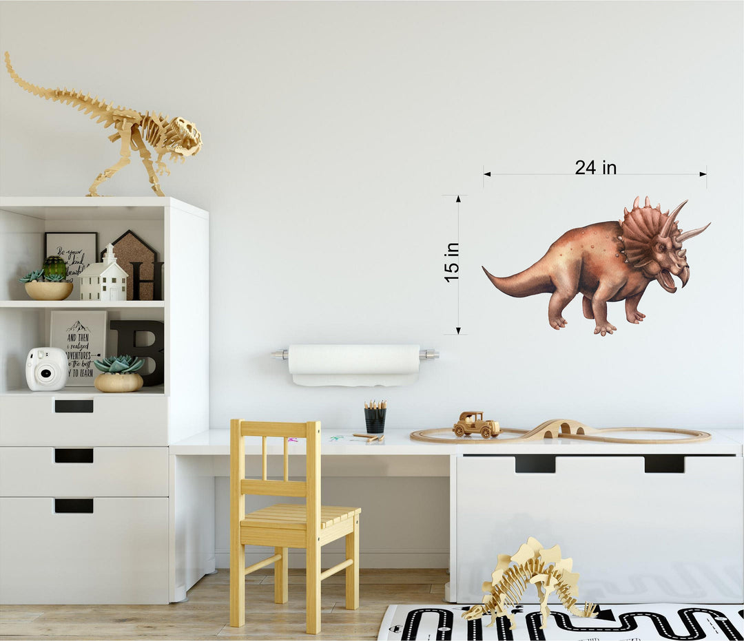 Watercolor Dinosaur Triceratops Wall Decal