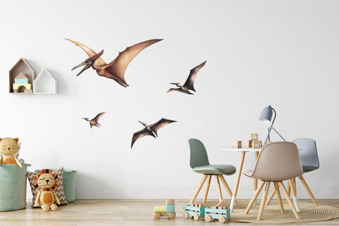 Watercolor Dinosaur Pterodactyl Wall Decal Set of 4